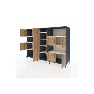 Kronos Dolap 10 Raflı 9 Kapaklı 220x59x163 Antrasit-çam/aytaşı