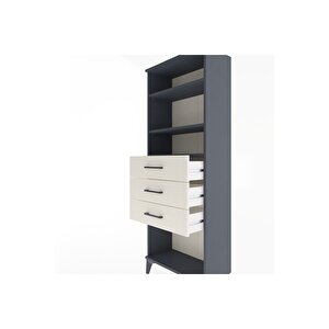 Arges Dolap 3 Raflı 3 Çekmeceli 60x30x163 Antrasit-aytaşı