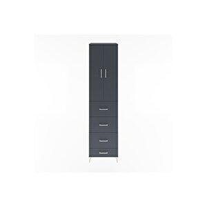 Hyperion Dolap 3 Raflı 4 Çekmeceli 2 Kapaklı 60x44x243 Antrasit-antrasit