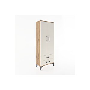 Arges Dolap 2 Raflı 2 Çekmeceli Tek Askılı 60x30x163 Çam-aytaşı