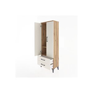 Arges Dolap 2 Raflı 2 Çekmeceli Tek Askılı 60x30x163 Çam-aytaşı