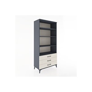 Hyperion Dolap 4 Raflı 3 Çekmeceli 88x44x195 Antrasit-aytaşı