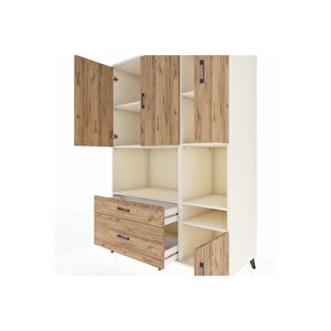 Kronos Dolap 7 Raflı 2 Çekmeceli 4 Kapaklı 132x59x195 Aytaşı-çam/çam