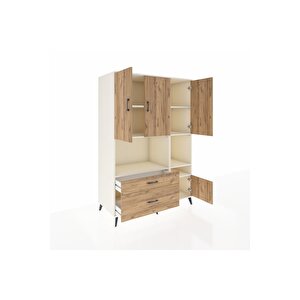 Kronos Dolap 7 Raflı 2 Çekmeceli 4 Kapaklı 132x59x195 Aytaşı-çam/çam