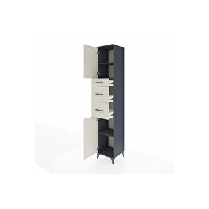 Hyperion Dolap 3 Raflı 3 Çekmeceli 2 Kapaklı 44x44x243 Antrasit-aytaşı