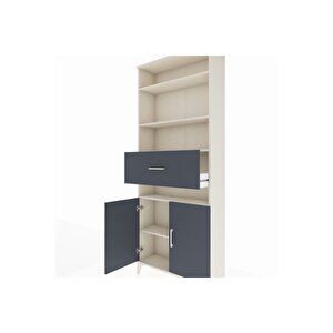 Arges Dolap 5 Raflı Tek Çekmeceli 2 Kapaklı 88x30x221 Aytaşı-antrasit