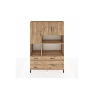 Hyperion Gardrop 8 Raflı 5 Çekmeceli 3 Kapaklı 132x44x195 Çam-çam