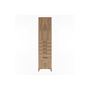 Arges Dolap 3 Raflı 5 Çekmeceli 4 Kapaklı 60x30x243 Çam-çam