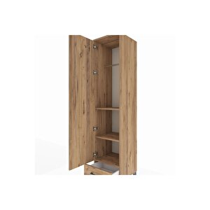 Hyperion Dolap 3 Raflı Tek Çekmeceli Tek Askılı 44x44x195 Çam-çam