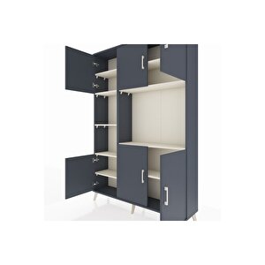 Arges Dolap 9 Raflı 6 Kapaklı 132x30x195 Antrasit-antrasit/aytaşı