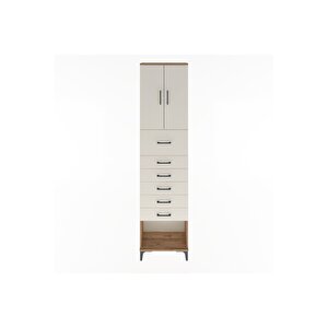 Arges Dolap 2 Raflı 6 Çekmeceli 2 Kapaklı 60x30x243 Çam-aytaşı