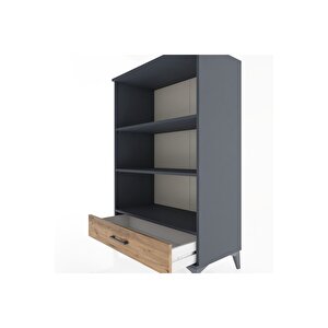 Hyperion Dolap 3 Raflı Tek Çekmeceli 88x44x134 Antrasit-çam