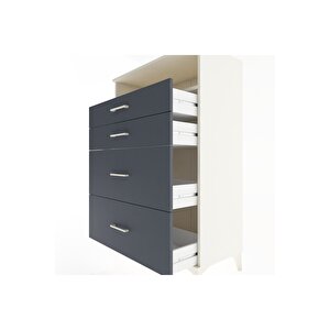 Hyperion Dolap Tek Raflı 4 Çekmeceli 88x44x134 Aytaşı-antrasit