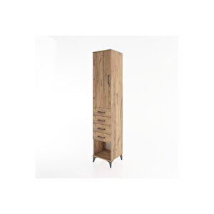 Hyperion Dolap 3 Raflı 4 Çekmeceli Tek Kapaklı 44x44x221 Çam-çam