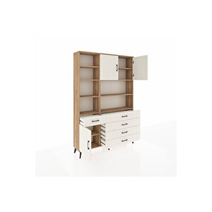 Arges Gardrop 9 Raflı 5 Çekmeceli 3 Kapaklı 132x30x195 Çam-aytaşı