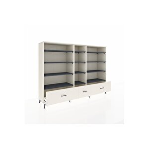 Hyperion Dolap 12 Raflı 3 Çekmeceli  220x44x163 Aytaşı-antrasit/aytaşı