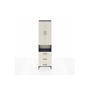 Arges Dolap 3 Raflı 3 Çekmeceli Tek Askılı 60x30x221 Antrasit-aytaşı