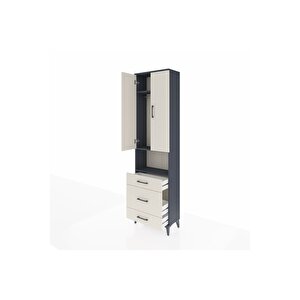 Arges Dolap 3 Raflı 3 Çekmeceli Tek Askılı 60x30x221 Antrasit-aytaşı