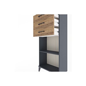 Arges Dolap Tek Raflı 3 Çekmeceli 60x30x134 Antrasit-çam