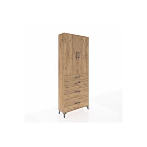 Arges Dolap 2 Raflı 4 Çekmeceli 2 Kapaklı 88x30x221 Çam-çam