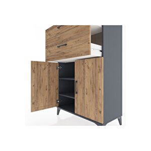 Hyperion Dolap 2 Raflı 2 Çekmeceli 2 Kapaklı 88x44x134 Antrasit-çam