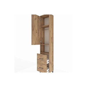 Arges Dolap 3 Raflı 2 Çekmeceli Tek Askılı 44x30x221 Çam-çam