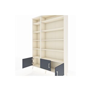 Arges Dolap 10 Raflı 3 Kapaklı 132x30x195 Aytaşı-antrasit/aytaşı