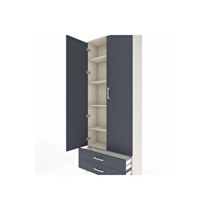 Arges Dolap 5 Raflı 2 Çekmeceli 2 Kapaklı 88x30x221 Aytaşı-antrasit