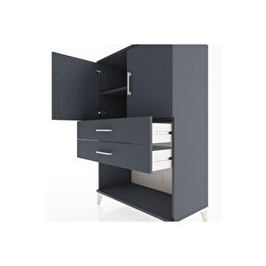 Hyperion Dolap 2 Raflı 2 Çekmeceli 2 Kapaklı 88x44x134 Antrasit-antrasit