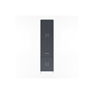 Hyperion Dolap 5 Raflı Tek Çekmeceli 4 Kapaklı 60x44x243 Antrasit-antrasit