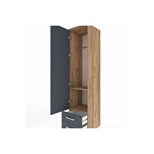 Hyperion Dolap 2 Raflı 2 Çekmeceli Tek Askılı 44x44x195 Çam-antrasit