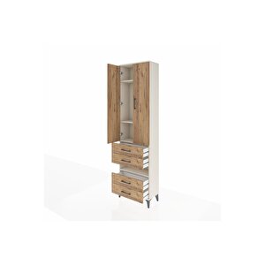 Arges Dolap 4 Raflı 4 Çekmeceli 2 Kapaklı 60x30x221 Aytaşı-çam