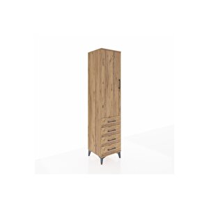 Hyperion Dolap 4 Raflı 4 Çekmeceli Tek Kapaklı 44x44x195 Çam-çam