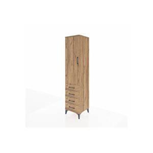 Hyperion Dolap 4 Raflı 4 Çekmeceli Tek Kapaklı 44x44x195 Çam-çam