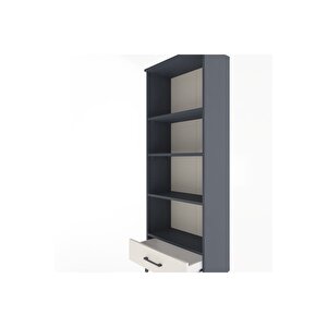 Arges Dolap 4 Raflı Tek Çekmeceli 60x30x163 Antrasit-aytaşı