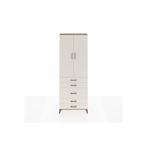 Arges Dolap 4 Raflı 5 Çekmeceli 2 Kapaklı 88x30x243 Çam-aytaşı
