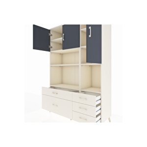 Hyperion Dolap 8 Raflı 5 Çekmeceli 3 Kapaklı 132x44x195 Aytaşı-antrasit/aytaşı