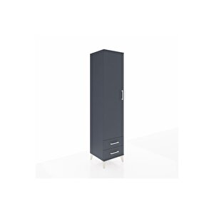 Hyperion Dolap 3 Raflı 2 Çekmeceli Tek Askılı 44x44x195 Antrasit-antrasit