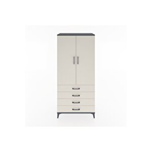 Hyperion Dolap 4 Raflı 4 Çekmeceli 2 Kapaklı 88x44x195 Antrasit-aytaşı