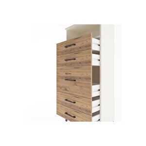 Arges Dolap Tek Raflı 5 Çekmeceli 60x30x134 Aytaşı-çam
