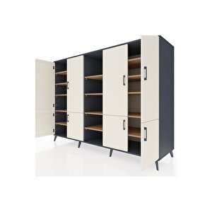 Kronos Dolap 14 Raflı 8 Kapaklı 220x59x163 Antrasit-aytaşı/çam