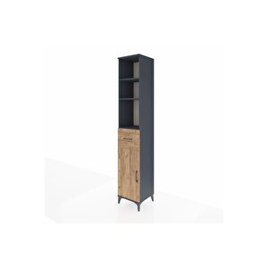 Hyperion Dolap 4 Raflı Tek Çekmeceli Tek Kapaklı 44x44x243 Antrasit-çam