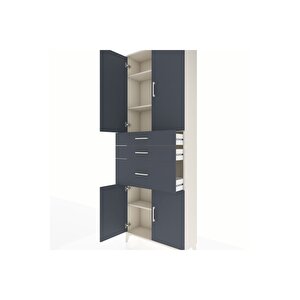 Arges Dolap 4 Raflı 3 Çekmeceli 4 Kapaklı 88x30x243 Aytaşı-antrasit