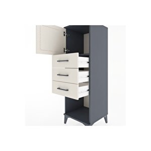 Hyperion Dolap Tek Raflı 3 Çekmeceli Tek Kapaklı 44x44x134 Antrasit-aytaşı
