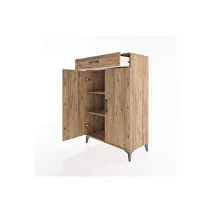 Hyperion Dolap 2 Raflı Tek Çekmeceli 2 Kapaklı 88x44x134 Çam-çam