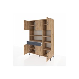 Hyperion Dolap 10 Raflı Tek Çekmeceli 6 Kapaklı 132x44x195 Çam-çam/antrasit