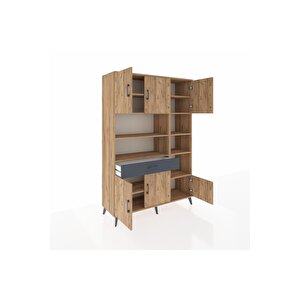 Hyperion Dolap 10 Raflı Tek Çekmeceli 6 Kapaklı 132x44x195 Çam-çam/antrasit