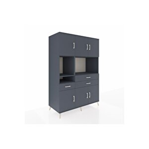 Kronos Dolap 9 Raflı 3 Çekmeceli 6 Kapaklı 132x59x195 Antrasit-antrasit/antrasit