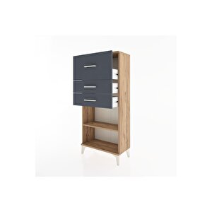 Hyperion Dolap Tek Raflı 3 Çekmeceli 60x44x134 Çam-antrasit