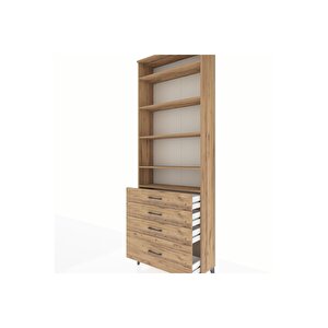 Arges Dolap 5 Raflı 4 Çekmeceli 88x30x243 Çam-çam